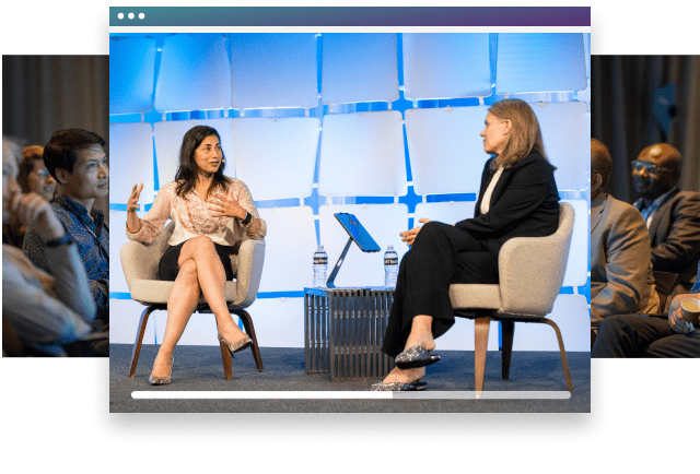 Speakers on stage at an MIT Technology Review event